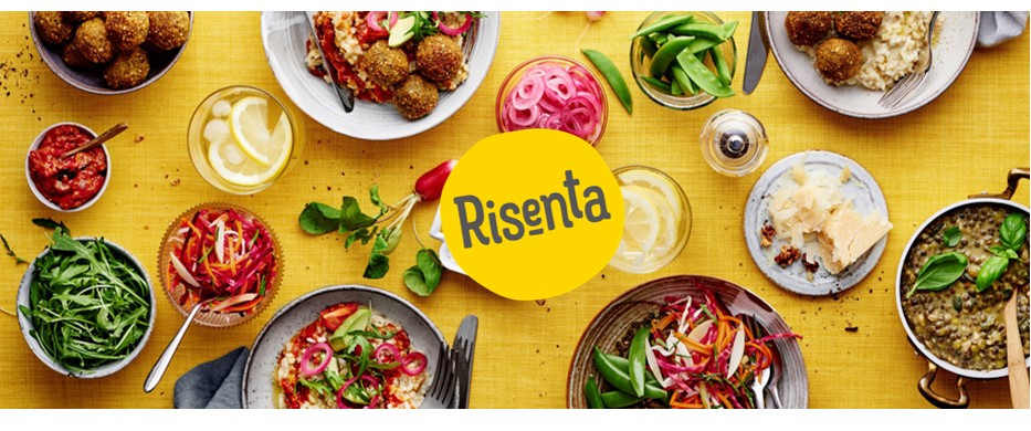 Risenta dishes and logo